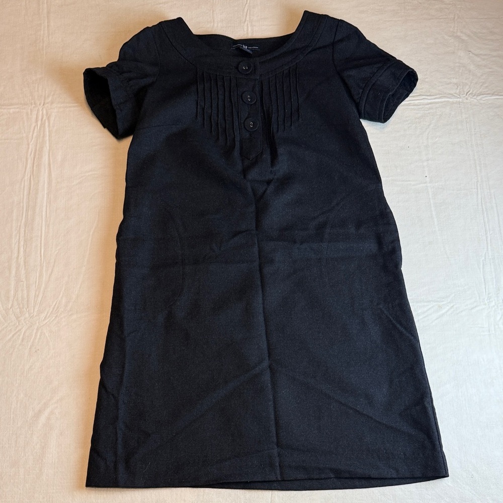 GAP Women's Black Charcoal Short Sleeve Button Front Detail Dress Size 2